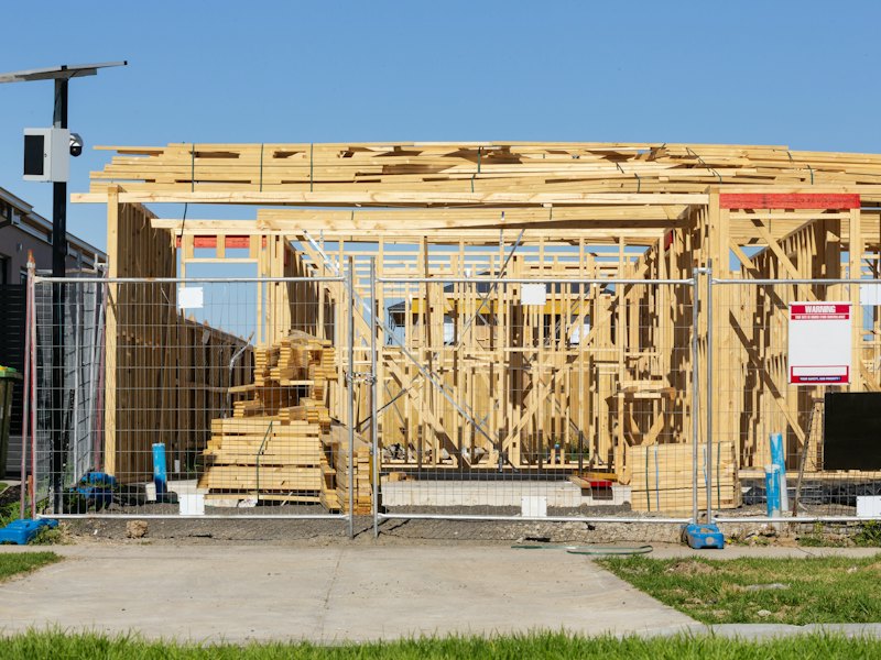 Wood-framed house under construction